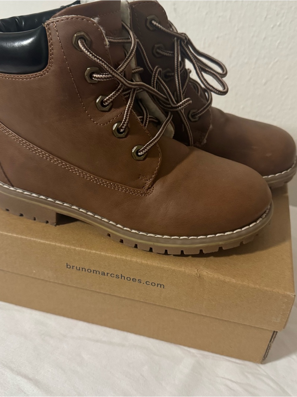 Bruno Marc Boys Size 2 Winter Snow Brown with Black Padded Ankle Collar See Desc